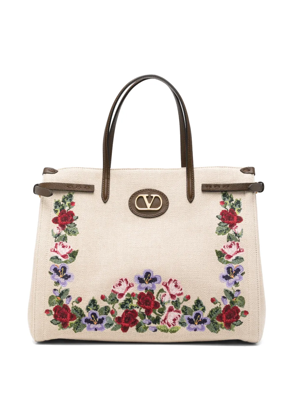 Valentino Garavani small Antibes linen tote bag - Toni neutri