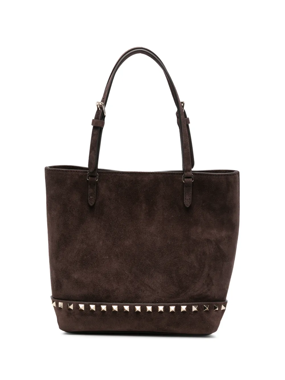 Valentino Garavani Rockstud suede tote bag - Marrone