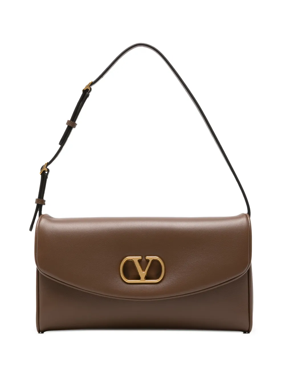 Valentino Garavani VLogo Signature leather shoulder bag - Marrone