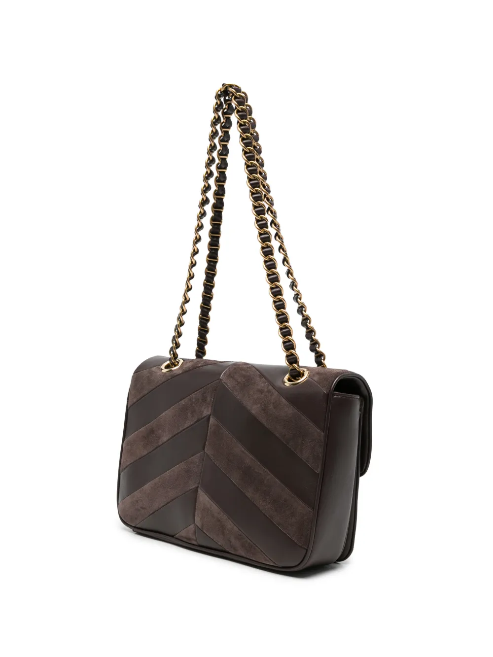 Valentino Garavani Djuna medium suède en nappa tas met chevron patroon Bruin