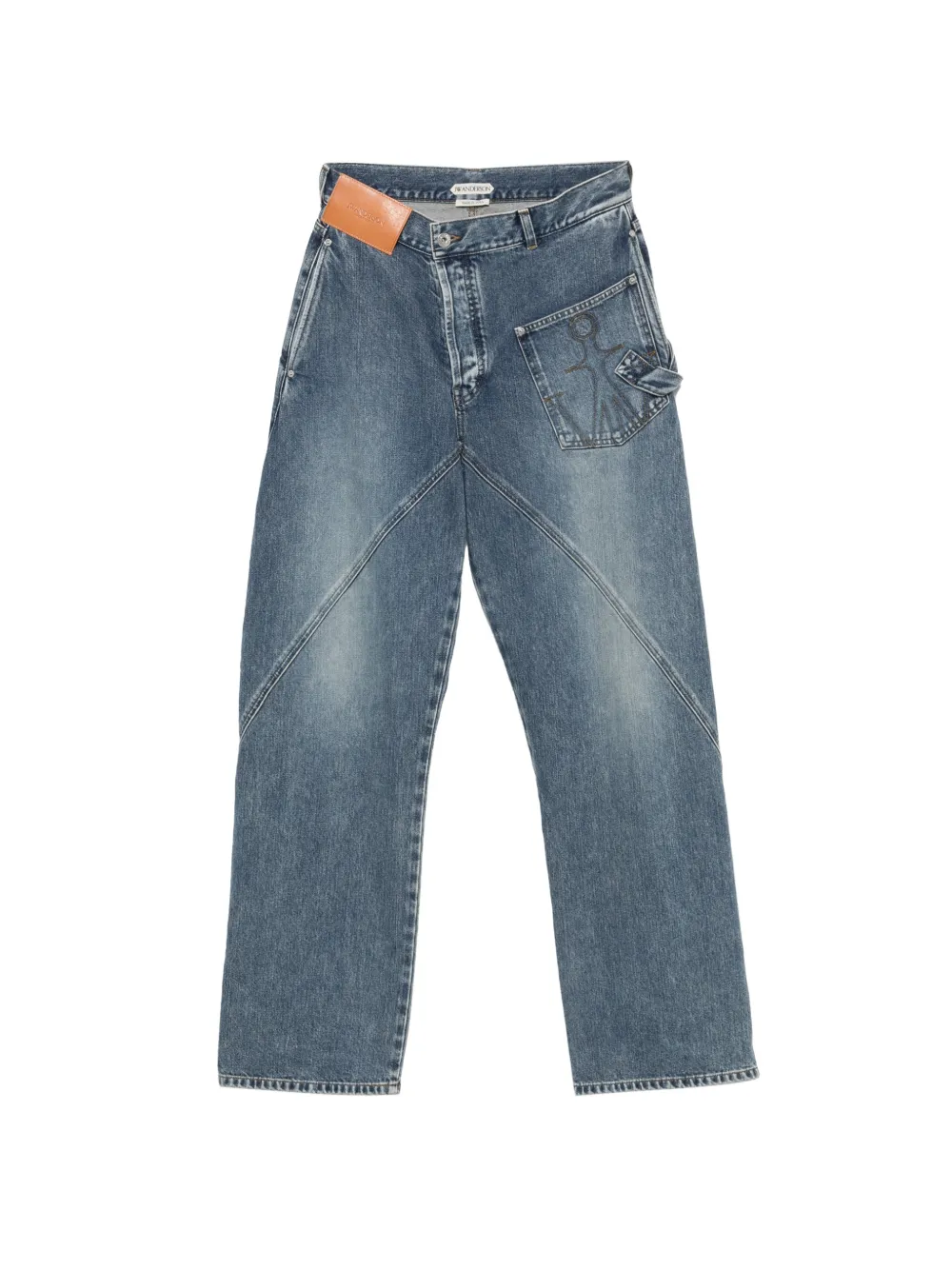 JW Anderson Twisted Workwear denim jeans in mid blue - Blau