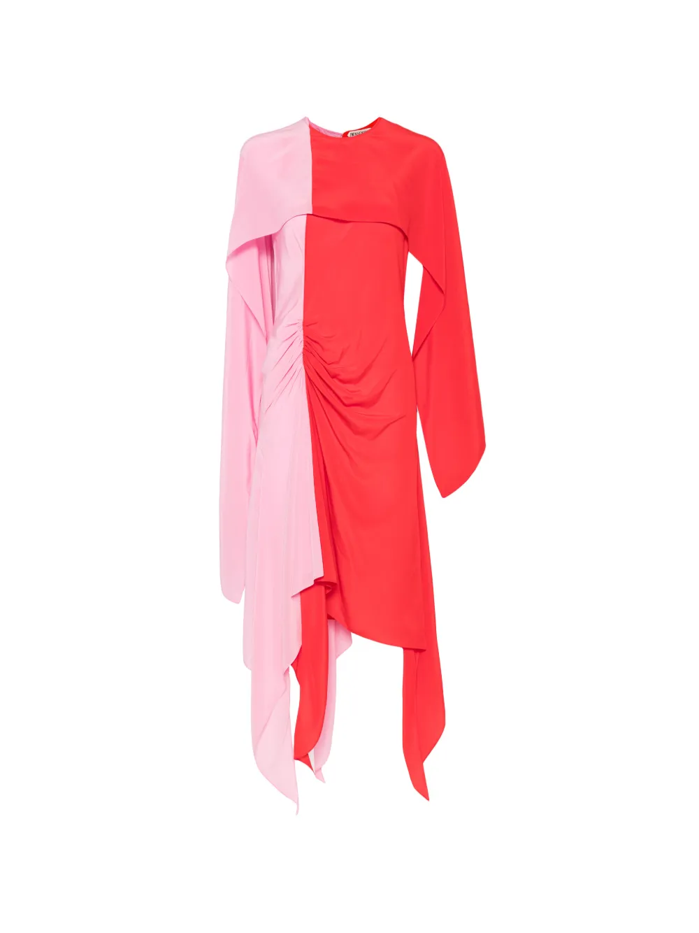 JW Anderson Cape silk dress in red & bubblegum pink - Rosso