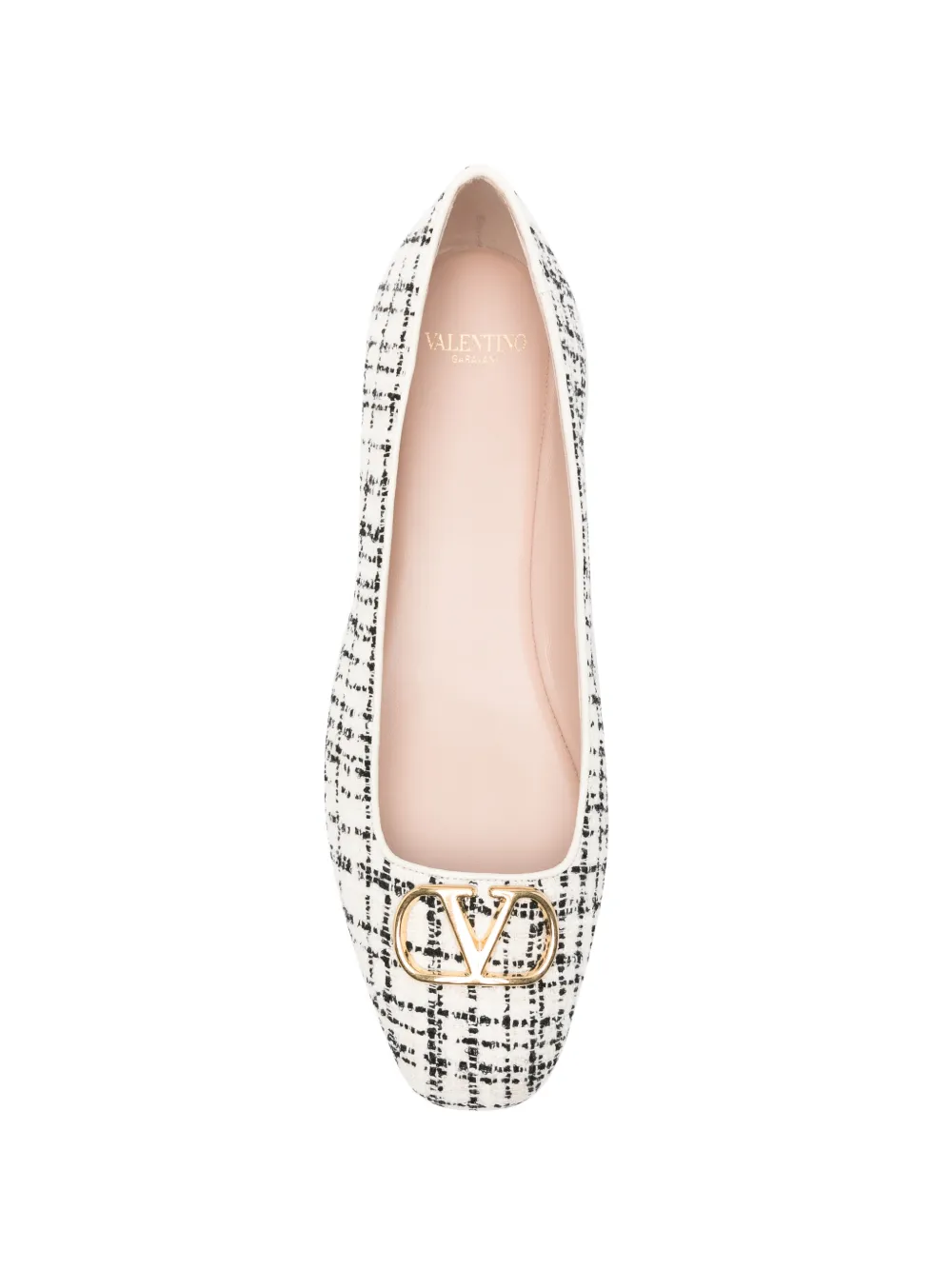 Valentino Garavani VLogo Signature tweed ballet flats Wit