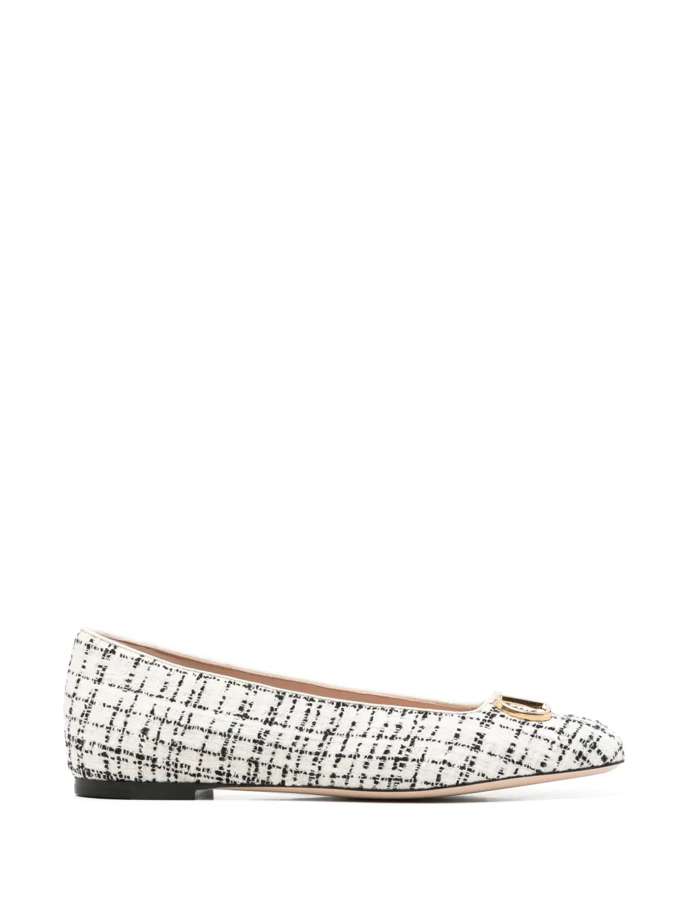 Valentino Garavani VLogo Signature tweed ballet flats - Bianco