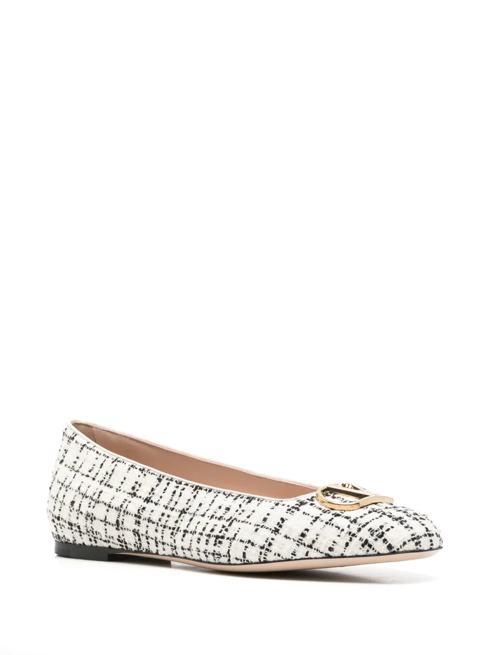 Valentino Garavani VLogo Signature tweed ballet flats Wit