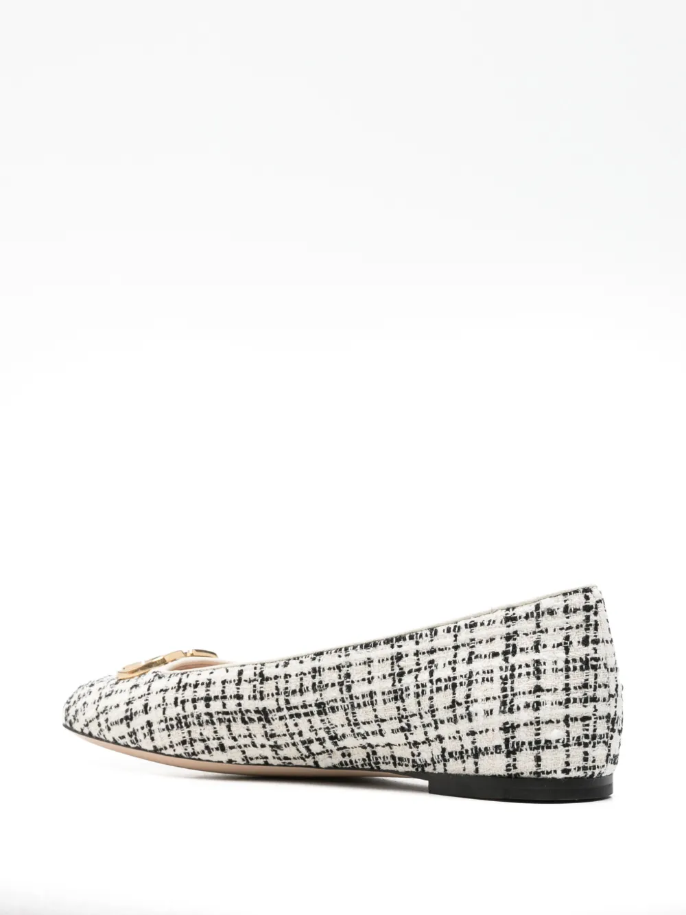 Valentino Garavani VLogo Signature tweed ballet flats Wit