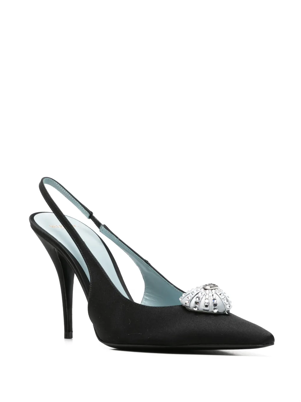 Valentino Garavani VLogo Signature crystal-embellished slingback pumps Zwart