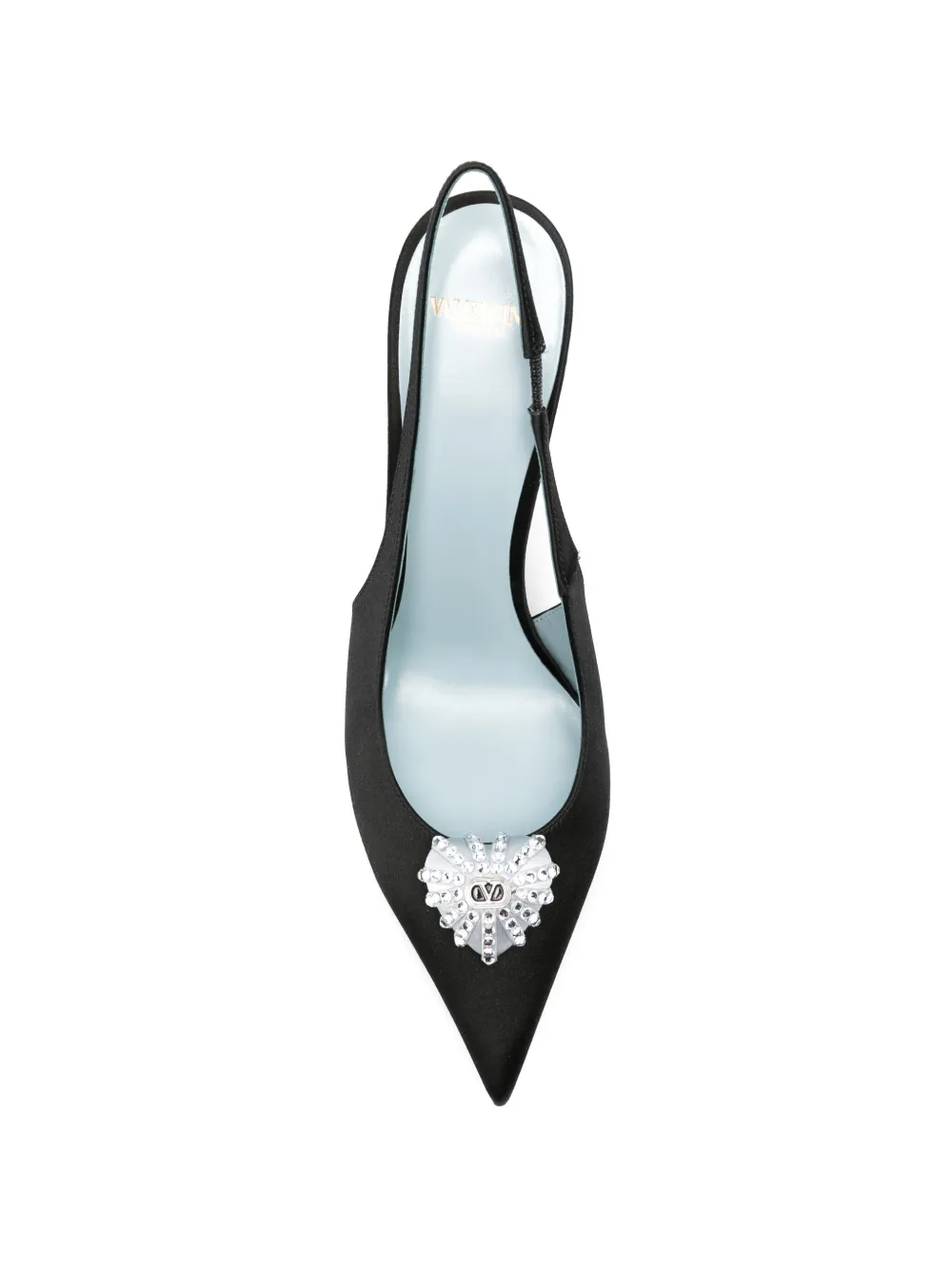Valentino Garavani VLogo Signature crystal-embellished slingback pumps Zwart