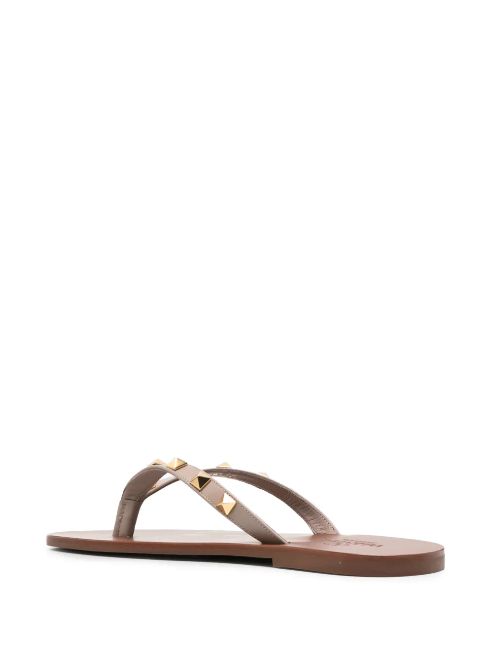 Valentino Garavani Rockstud leather thong sandals Beige