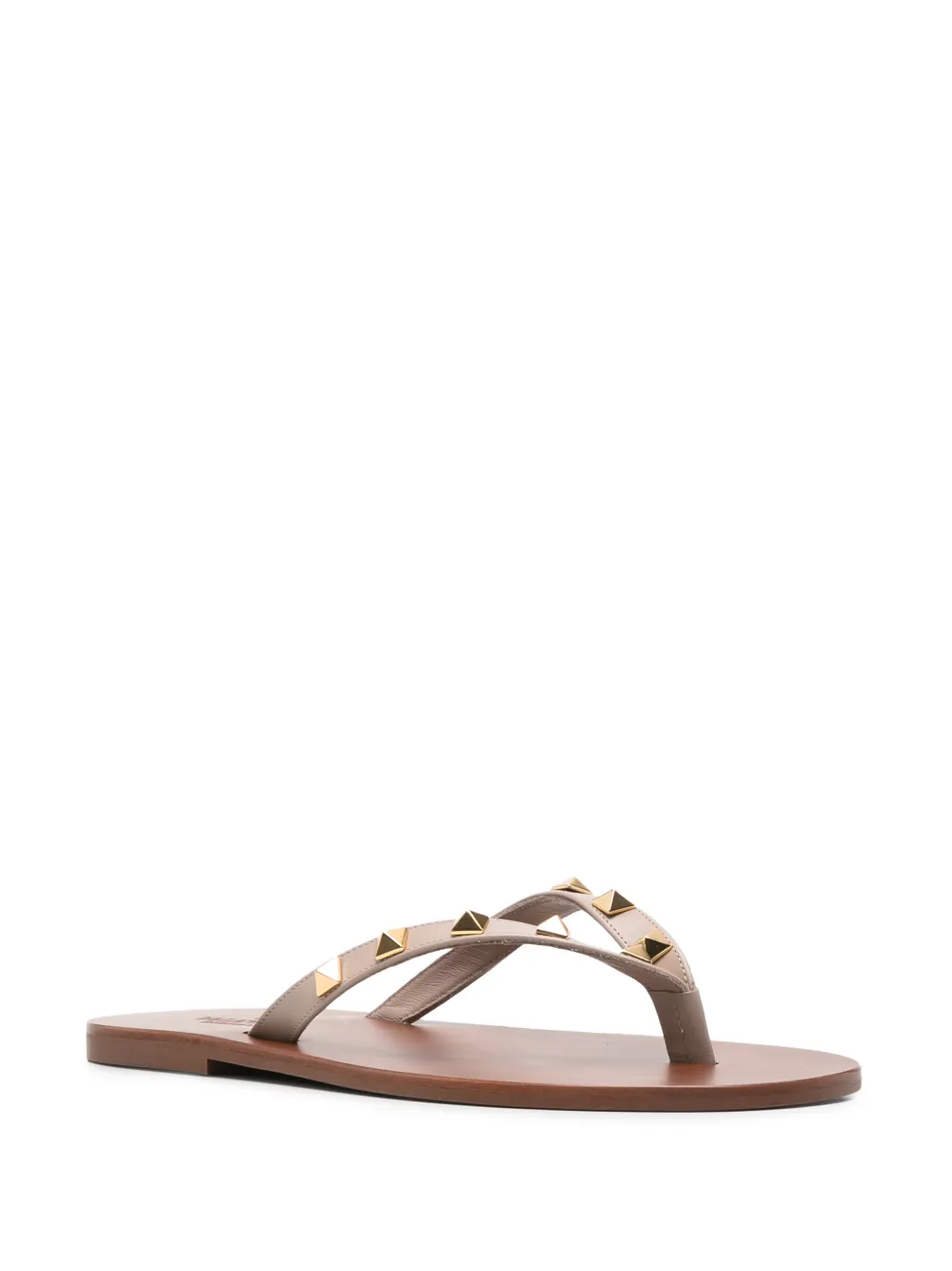 Valentino Garavani Rockstud leather thong sandals Beige
