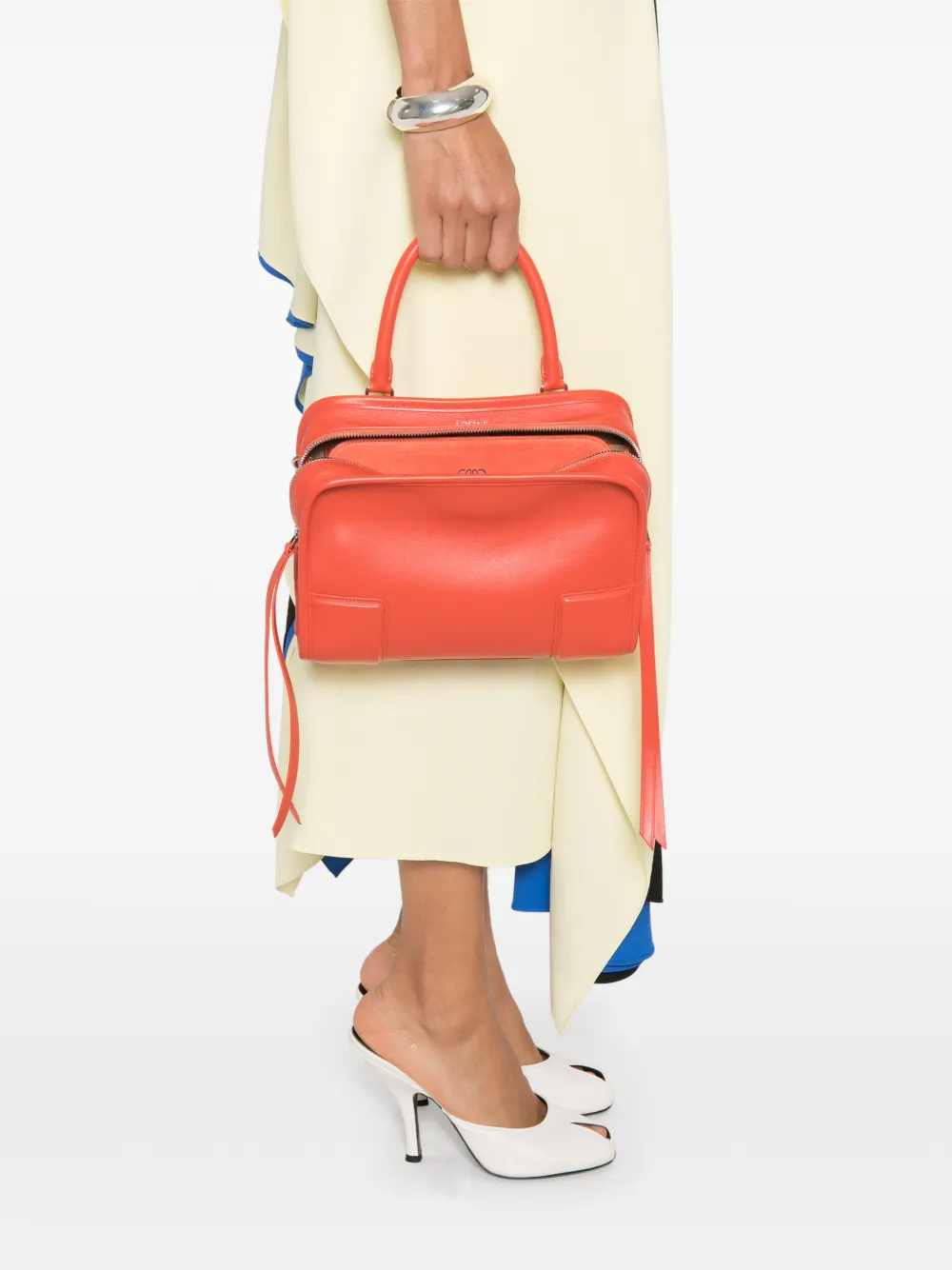 LOEWE Small Amazona 180 Bag in Soft Calfskin in Orange, view 2