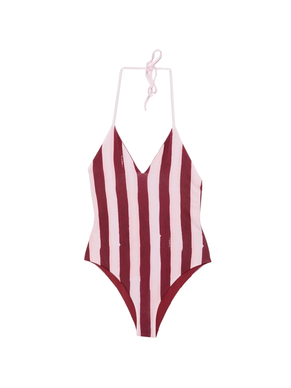 FENDI striped halterneck swimsuit - Rosso