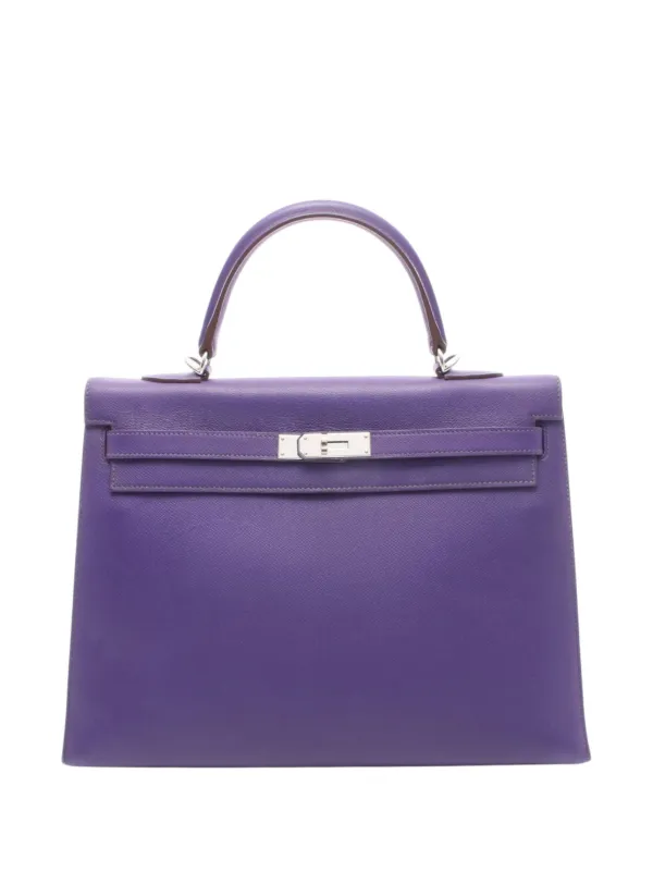 Hermès Pre-owned 2012 Epsom Kelly II Sellier 35 Satchel in Purple