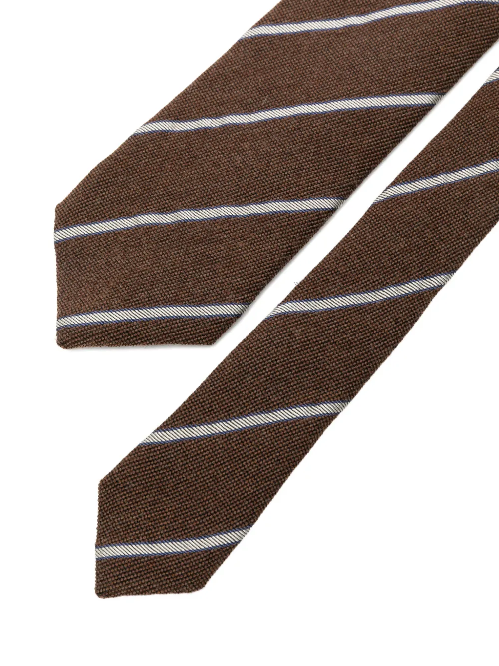 Corneliani stripe-pattern tie Bruin
