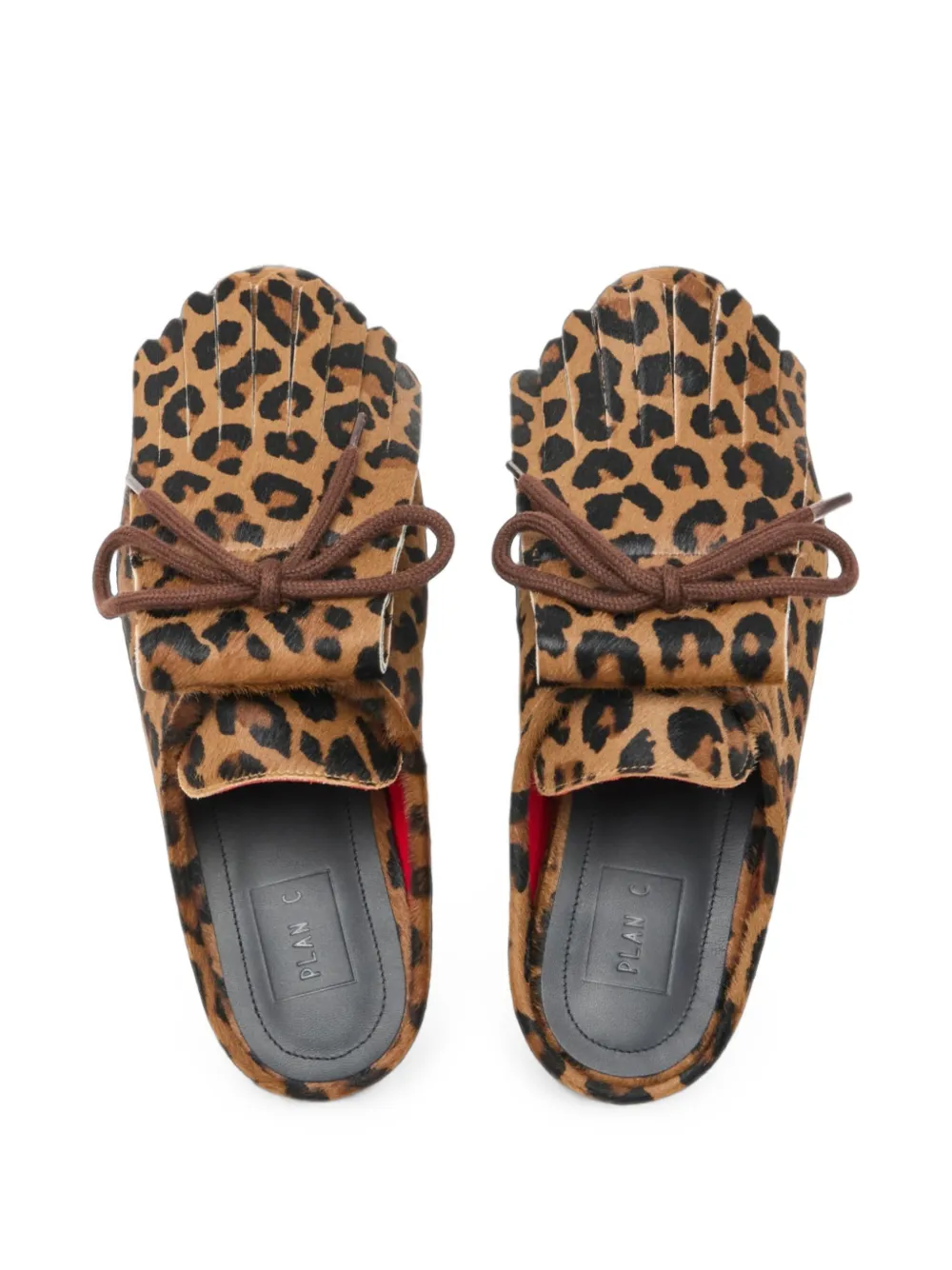 Plan C leopard-print fringed mules Bruin