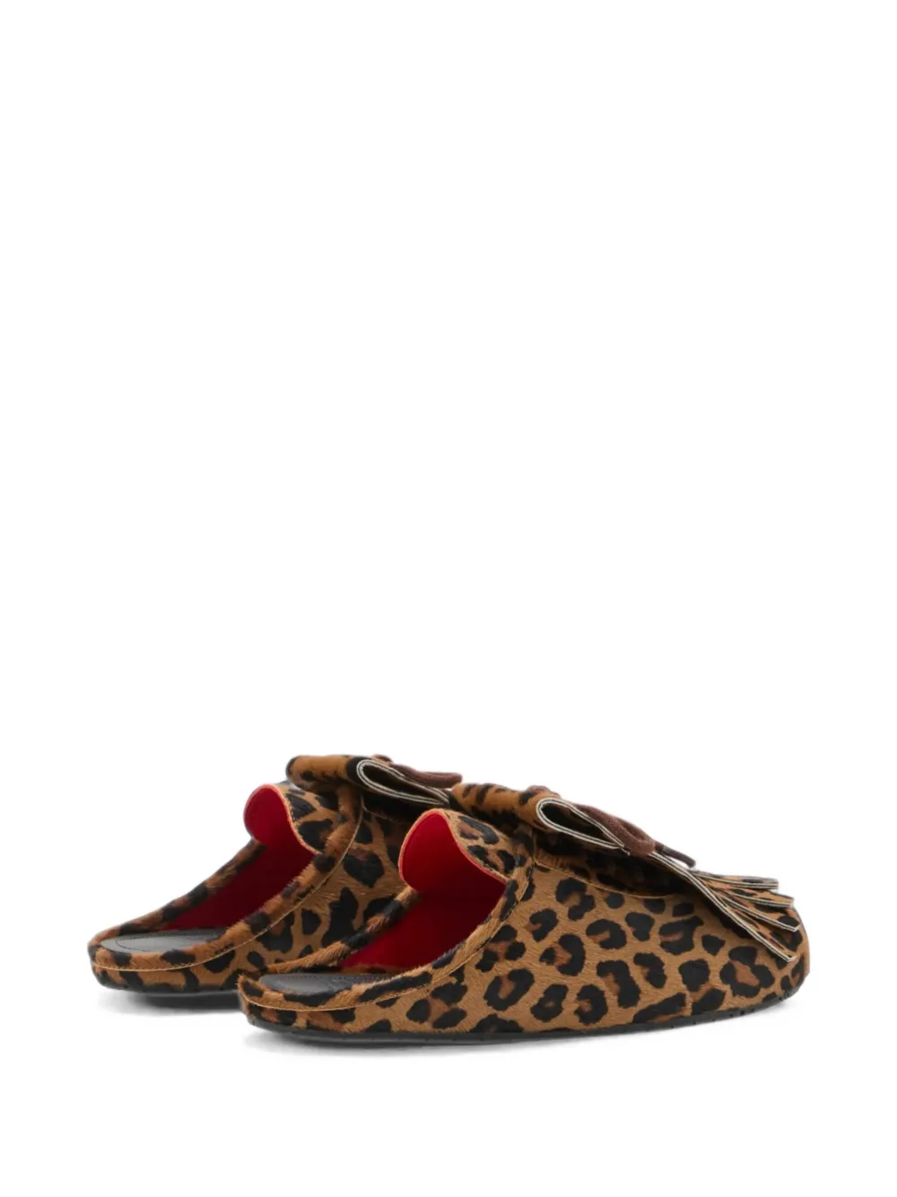 Plan C leopard-print fringed mules Bruin