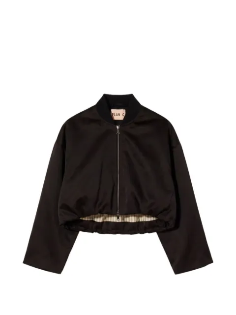 Plan C cropped zip-up bomber jacket