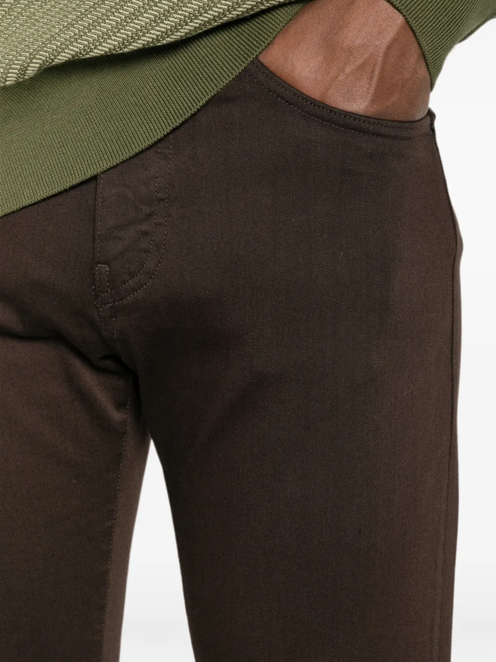 BOSS Delaware slim-fit broek met vijf zakken Bruin
