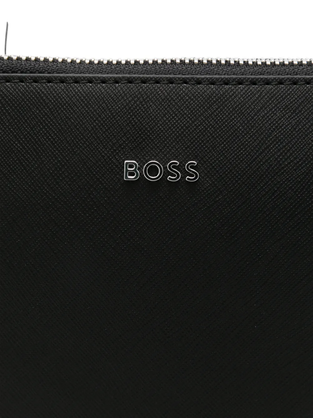 BOSS Schoudertas met logo-plakkaat en saffiano-effect Zwart