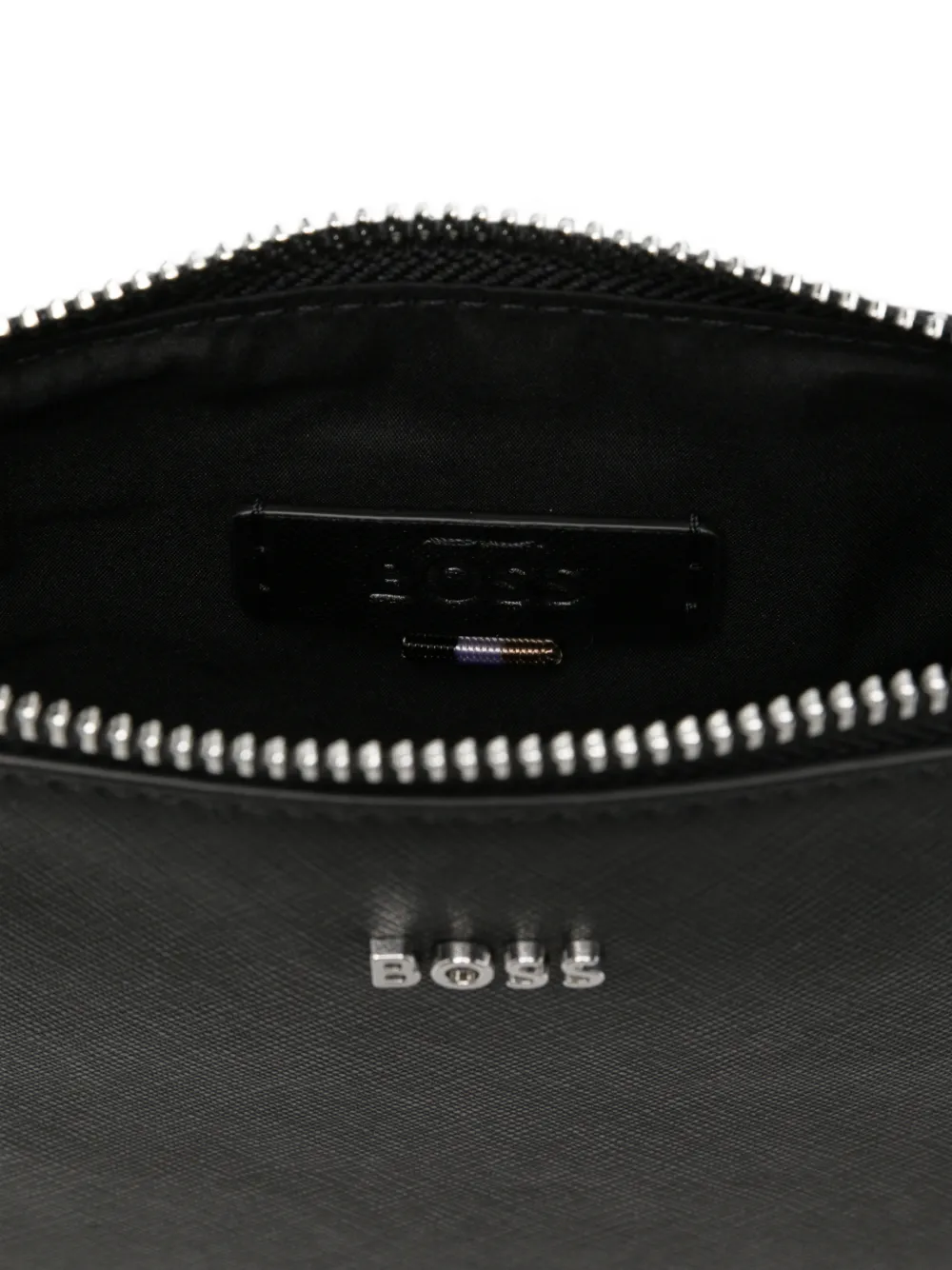 BOSS Schoudertas met logo-plakkaat en saffiano-effect Zwart
