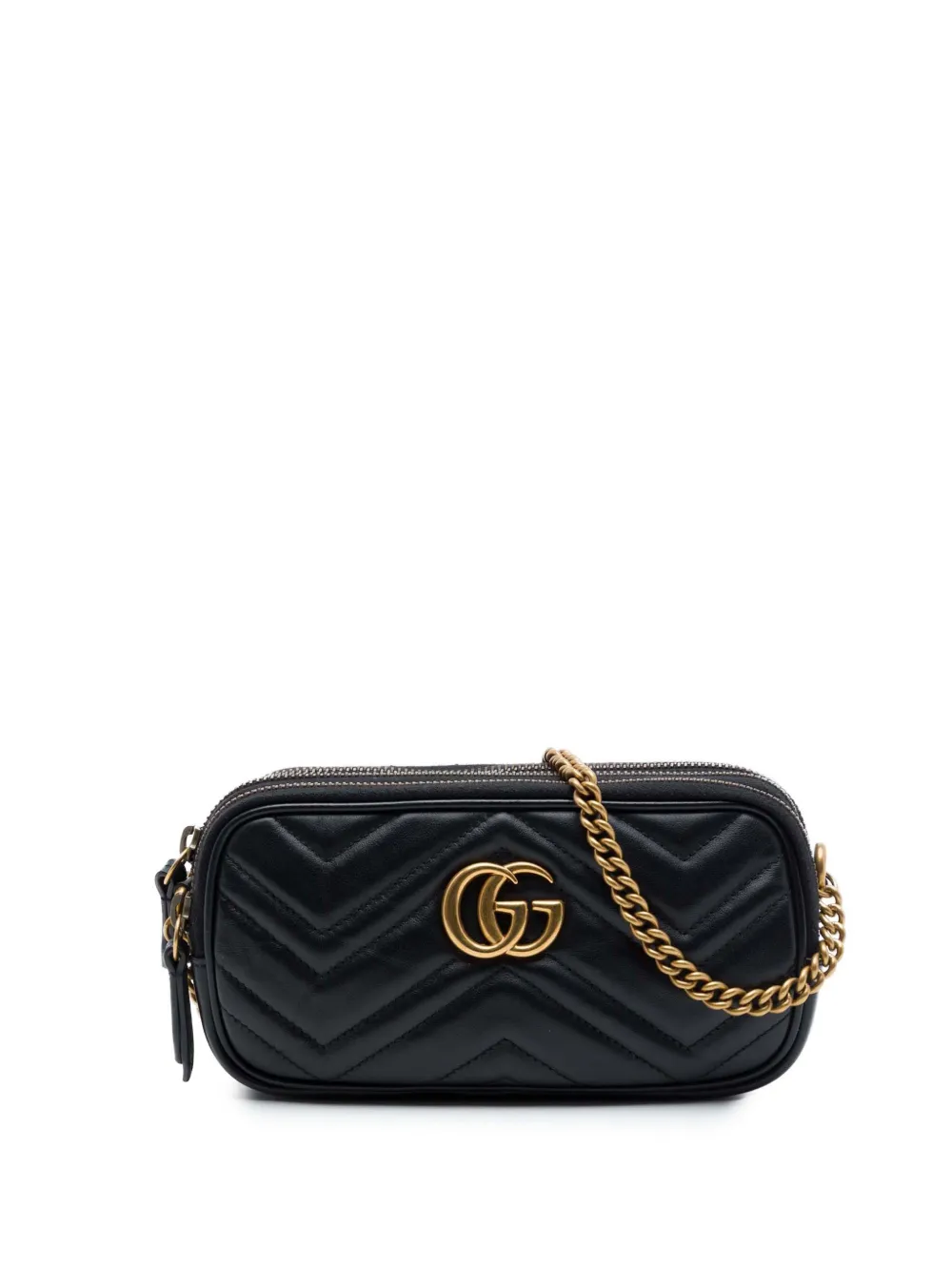 Gucci Pre-Owned 2016-2026 Mini GG Marmont Matelasse Leather Triple Zip crossbody bag - Nero