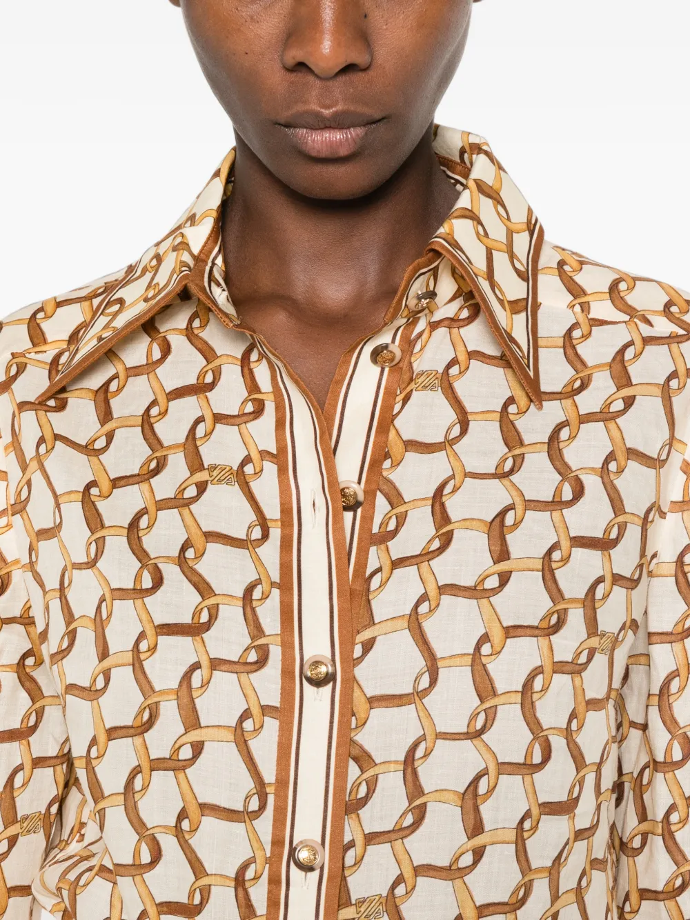 ZIMMERMANN Blouse met schakelketting en lange mouwen Beige
