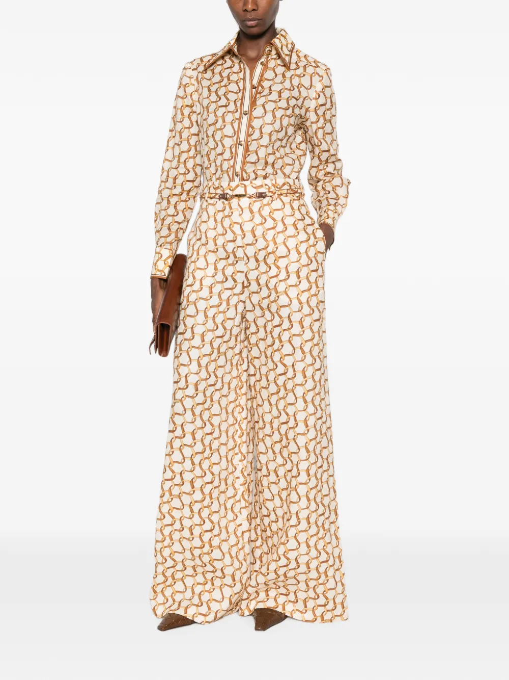 ZIMMERMANN Blouse met schakelketting en lange mouwen Beige