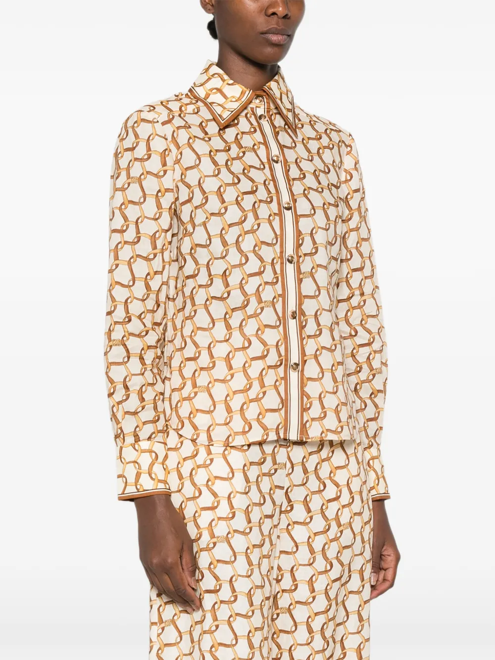 ZIMMERMANN Blouse met schakelketting en lange mouwen Beige