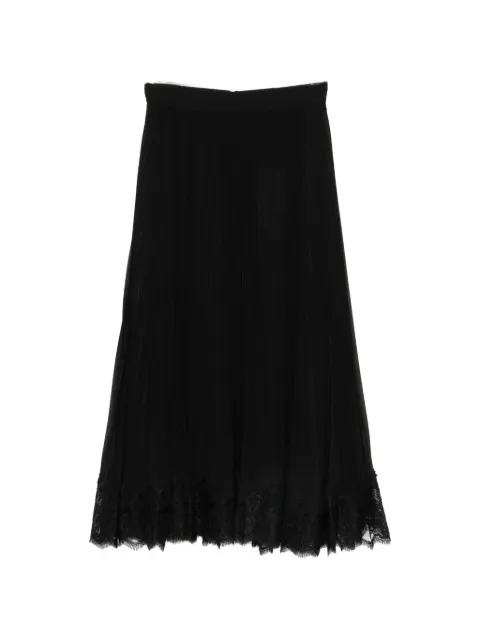 ZIMMERMANN pleated lace-trim midi skirt