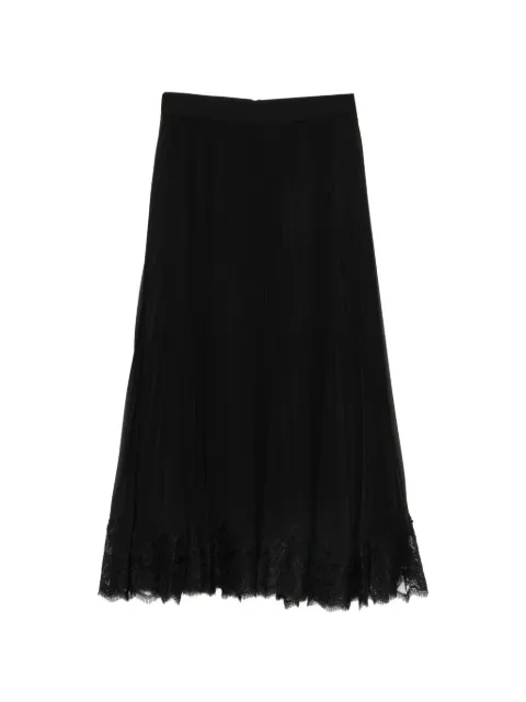 ZIMMERMANN pleated lace-trim midi skirt