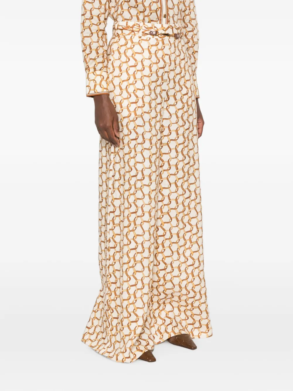 ZIMMERMANN Belted Chain-print Trousers in Neutrals, view 3