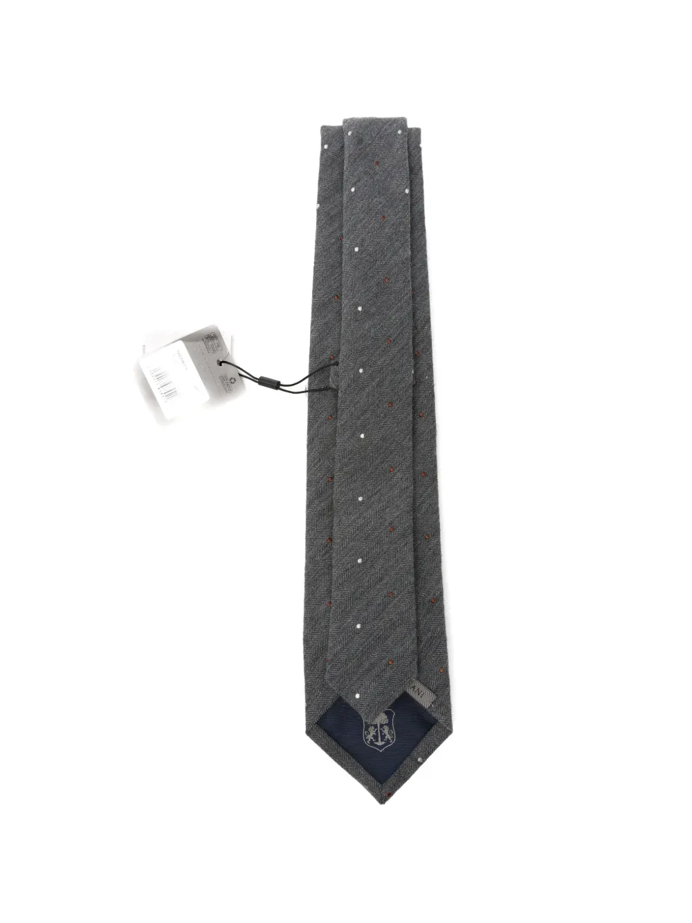 Corneliani herringbone-patterned polka-dot tie Grijs