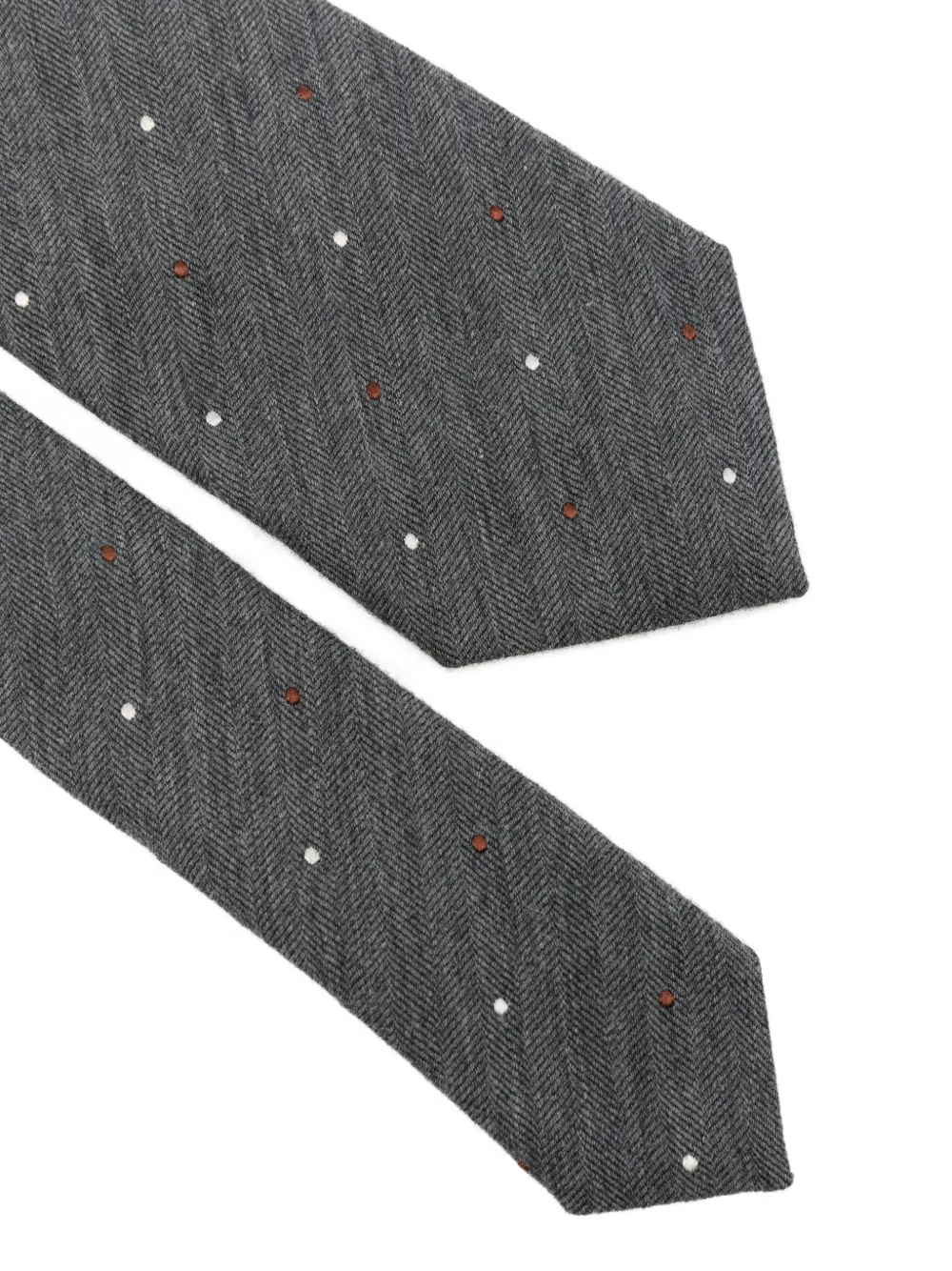 Corneliani herringbone-patterned polka-dot tie Grijs