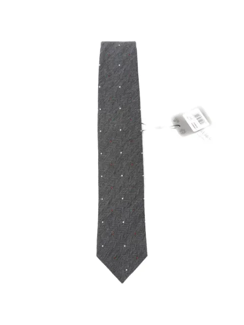 Corneliani herringbone-patterned polka-dot tie