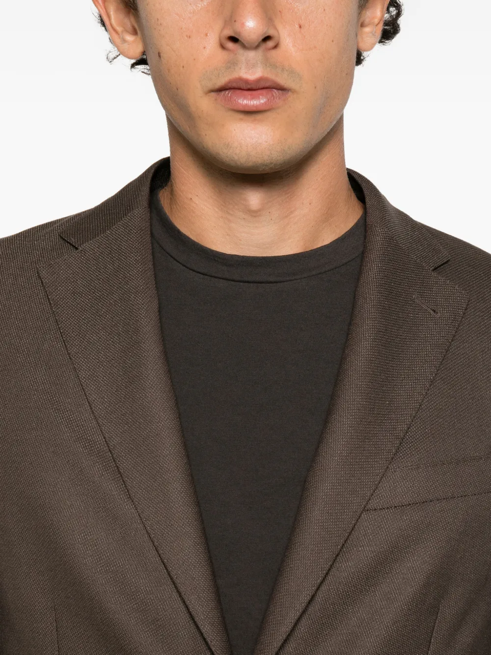 Corneliani single-breasted notch-lapel blazer Bruin