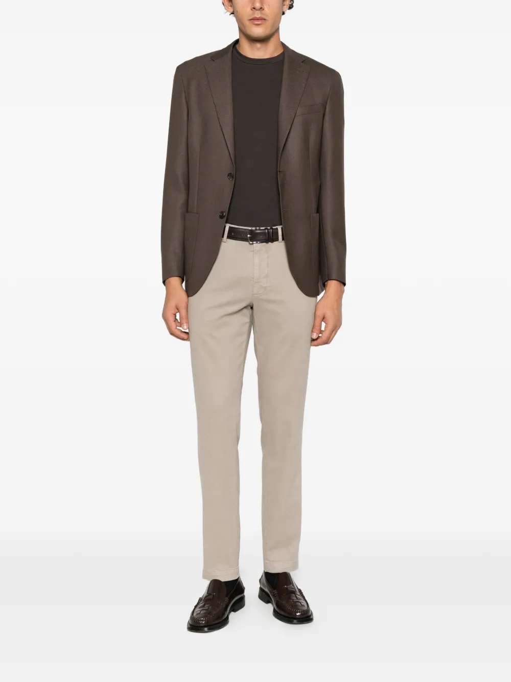 Corneliani single-breasted notch-lapel blazer Bruin