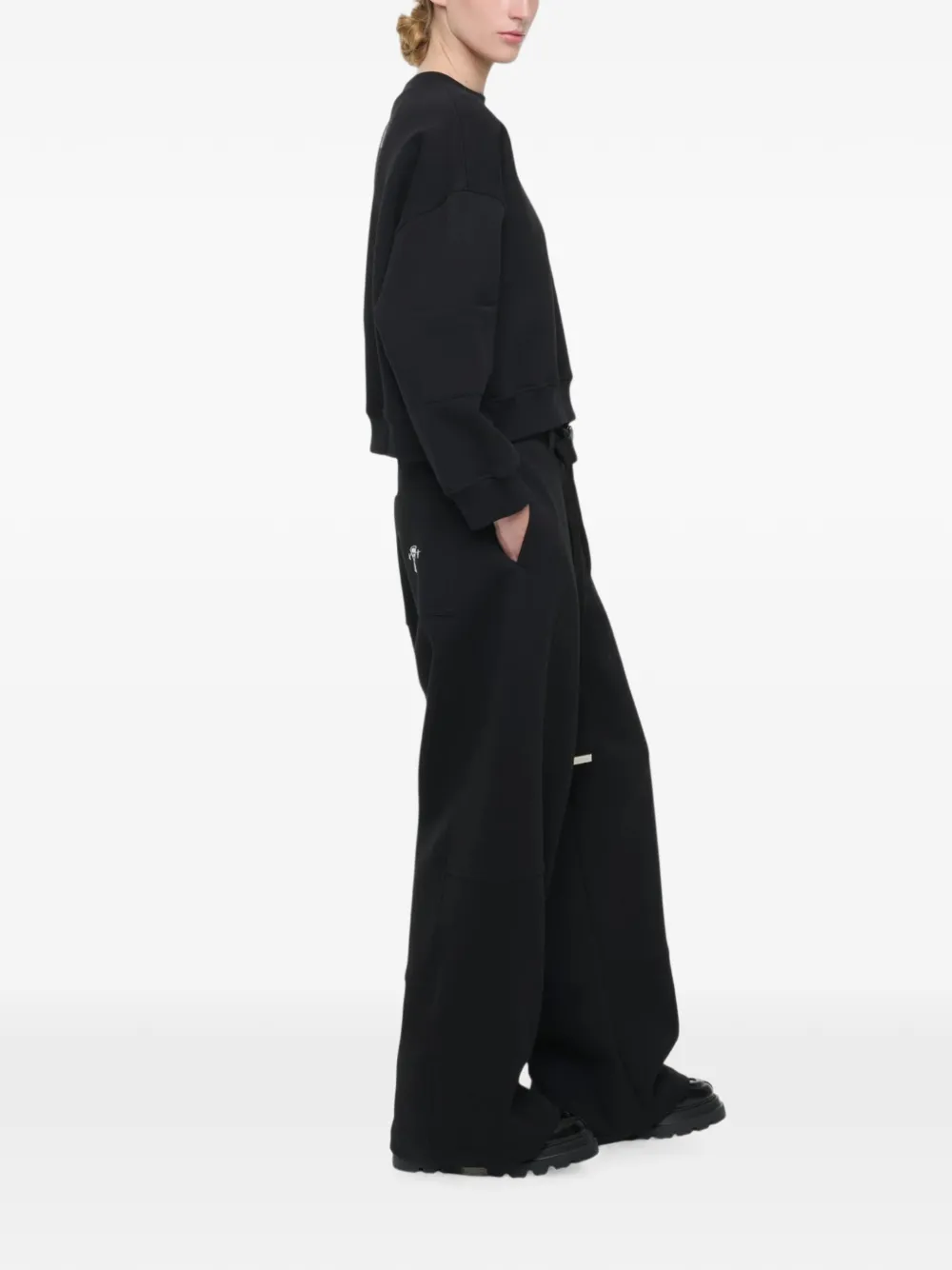 Plan C belted wide-leg trousers Zwart
