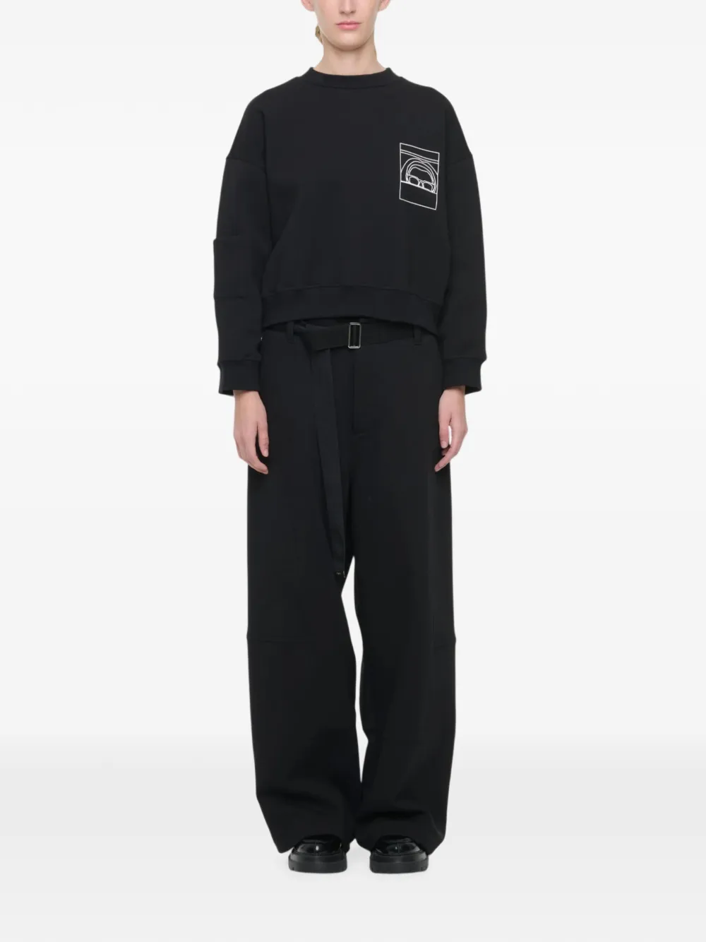 Plan C belted wide-leg trousers Zwart