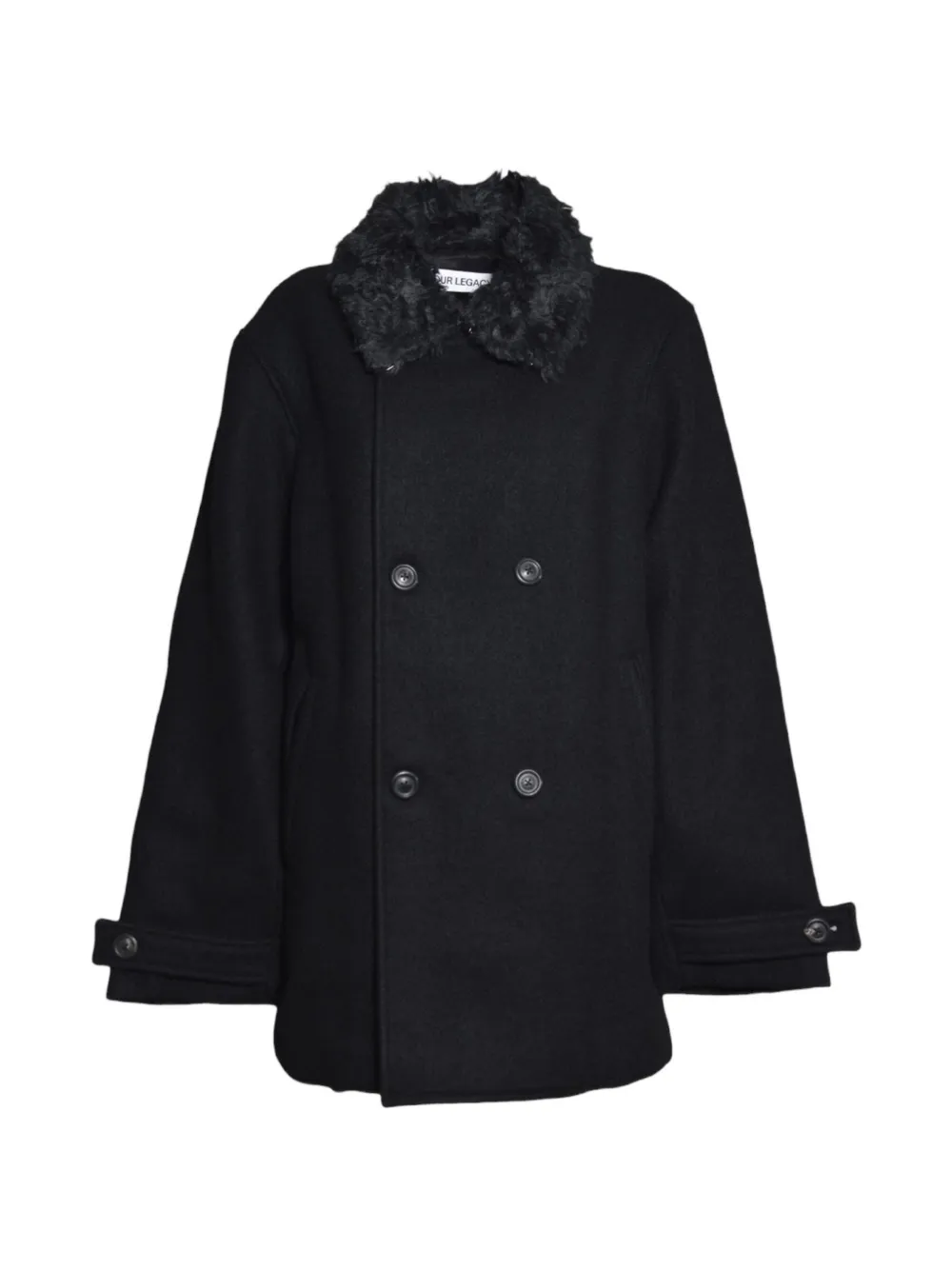 OUR LEGACY Wage faux-fur collar double-breasted coat - Nero