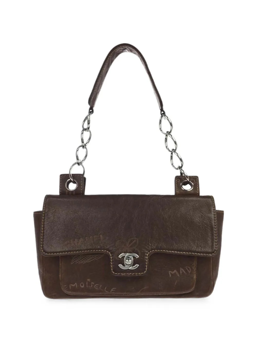 Pre-owned Chanel 2003 Graffiti Shoulder Bag In Brown