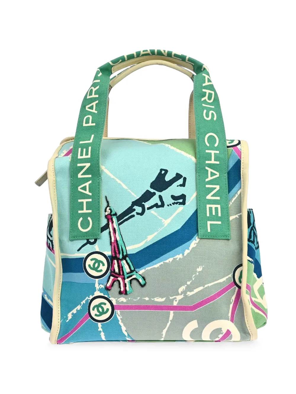 CHANEL Pre-Owned 1990 Cruise Line Paris Map tote bag - Blu