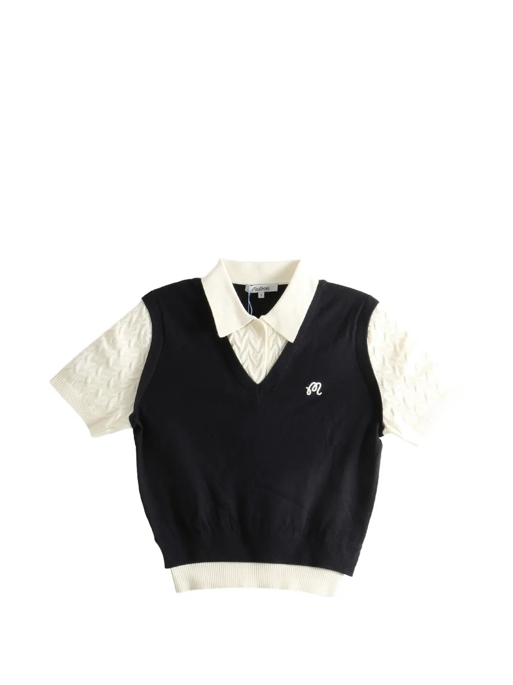 Malbon Golf Veronica logo-embroidered layered-effect sweater - Nero