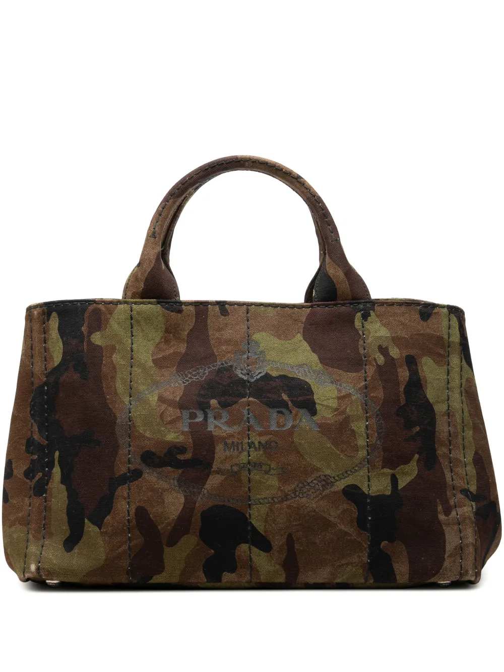 Prada Pre-Owned 2013-2026 Canvas Canapa Logo Camouflage Tote satchel - Braun