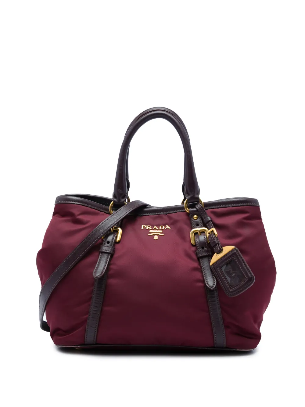 Prada Pre-Owned 2013-2026 Soft Calf Trimmed Tessuto satchel - Rot