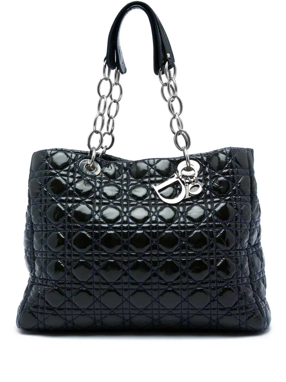 Christian Dior Pre-Owned 2011 Large Patent Cannage Lady Dior Soft Shopping tote bag - Blu