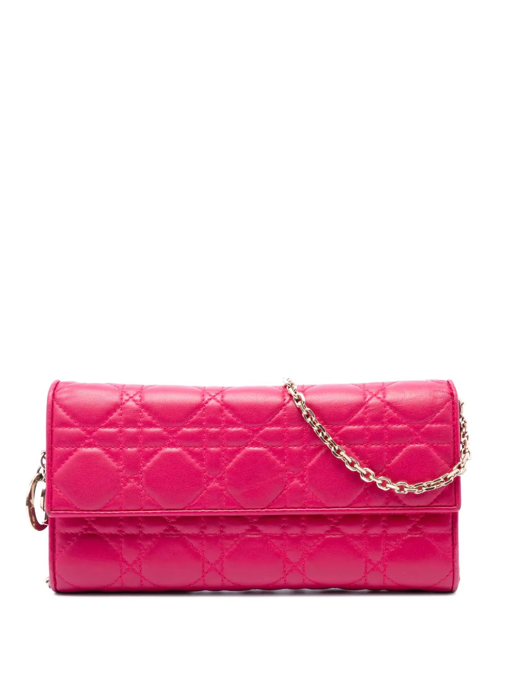 Christian Dior Pre-Owned 2014 Lambskin Cannage Lady Dior Wallet On Chain crossbody bag - Rosa
