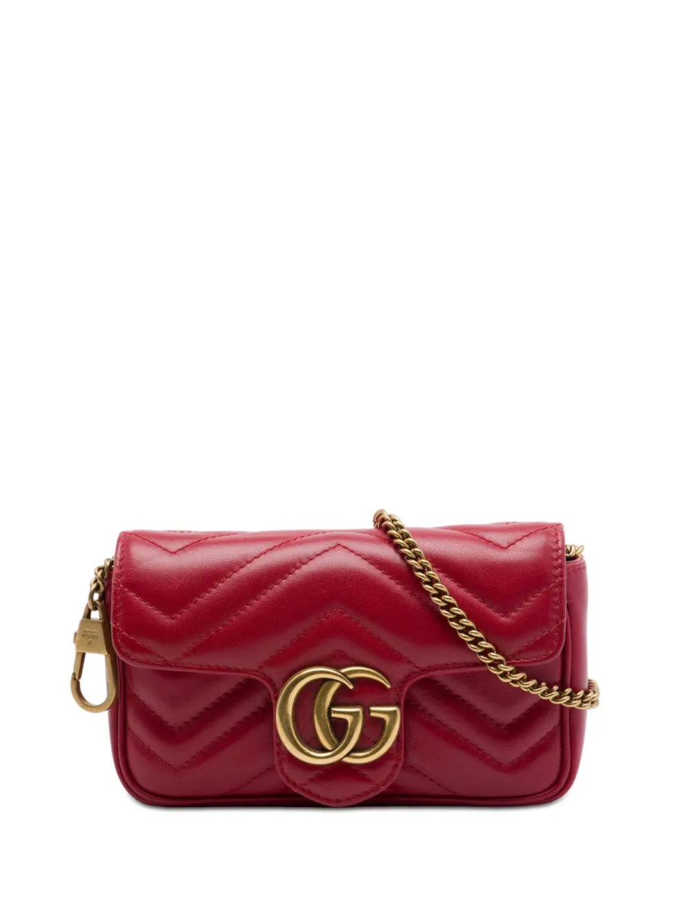 Gucci Pre-Owned 2000-2015 Mini GG Marmont Matelasse Leather Flap crossbody bag - Rosso