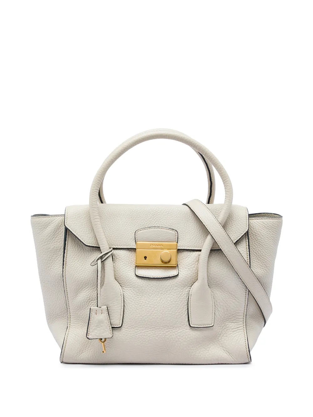 Prada Pre-Owned 2013-2026 Vitello Daino Sound Lock satchel - Bianco