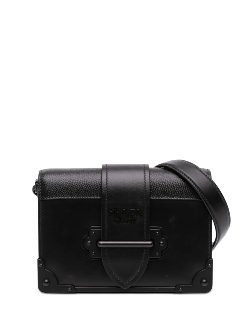 Prada Pre-Owned 2010-2026 Saffiano Trimmed City Calf Cahier crossbody bag - Schwarz
