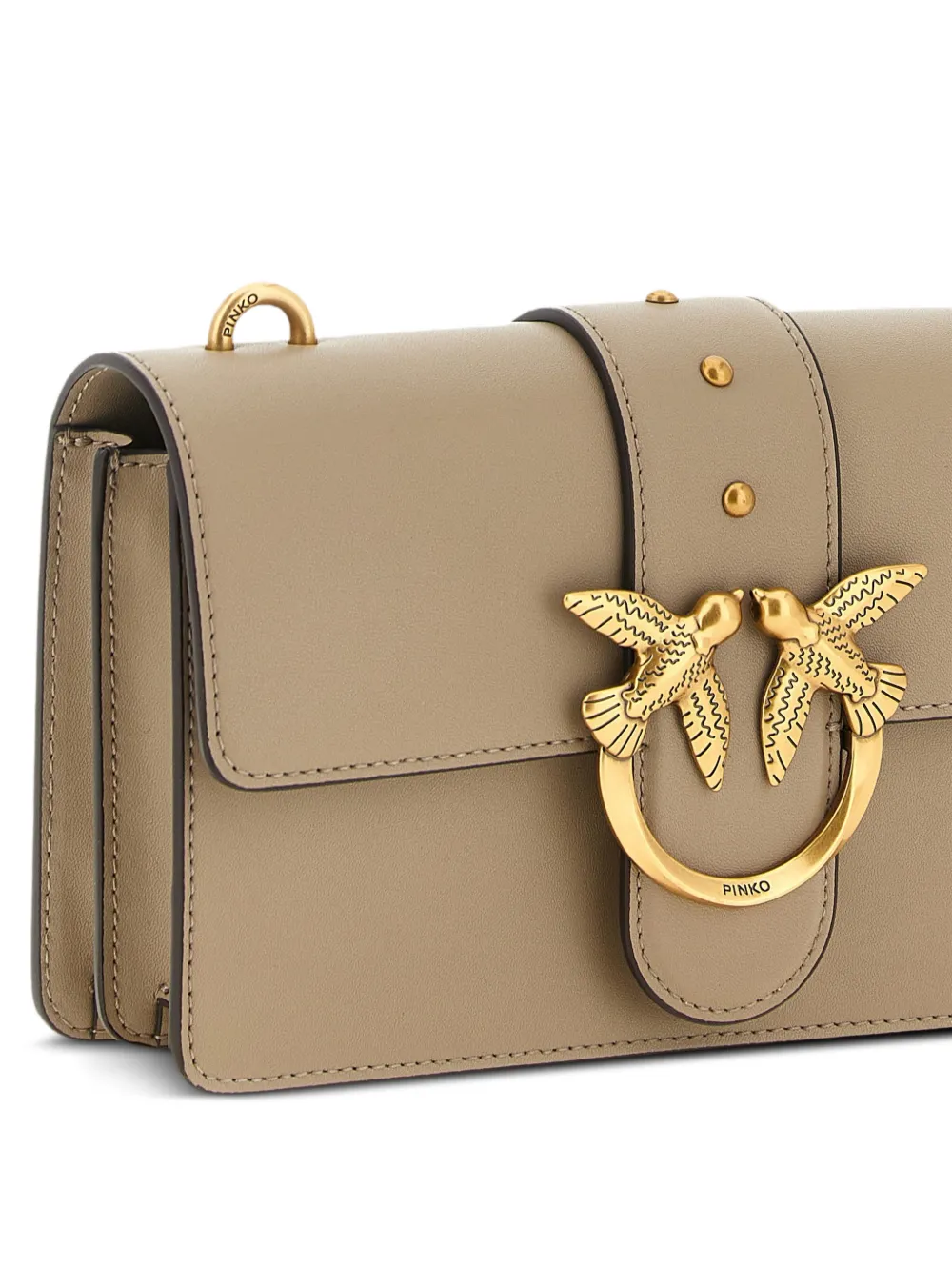PINKO Love One leren crossbodytas Beige